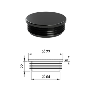 Vnútorná krytka guľatá ø 77 mm, plastová, čierna - slide 0