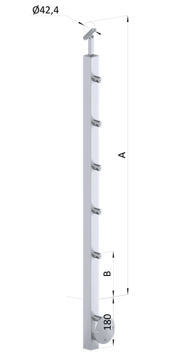 Nerezový stĺp, bočné kotvenie, 5-radový priechodný, vnútorný
