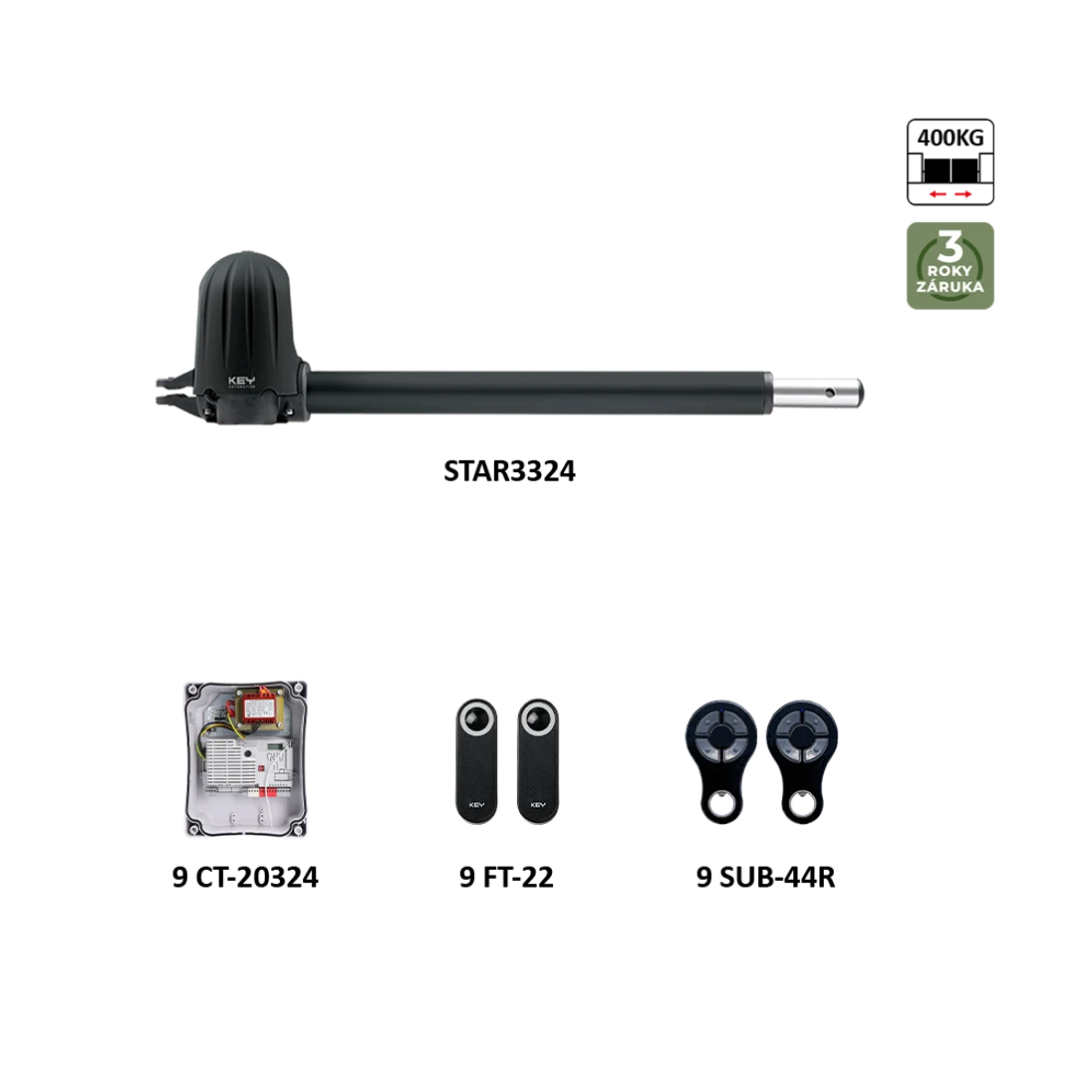 STAR3324 levý pohon pro jednokřídlovou bránu do 3 m/křídlo