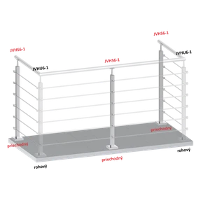 Nerezový stĺp, vrchné kotvenie, 6-radový priechodný - slide 1