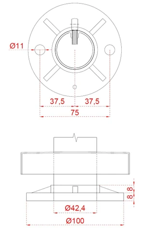 Nerezový stĺp, vrchné kotvenie, pre sieť - slide 3