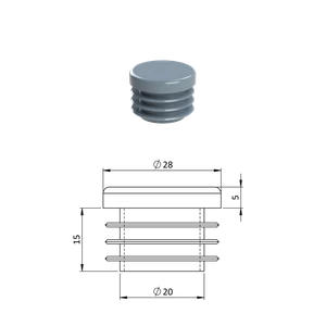 Vnútorná krytka guľatá ø 28 mm, plastová, sivá - slide 0