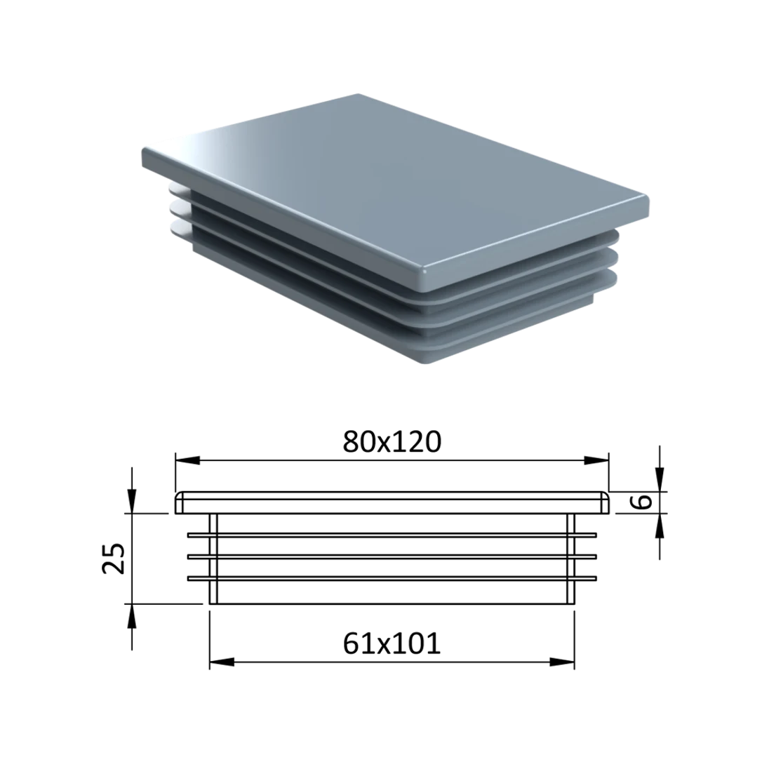 Krytka plastová 80 x 120 mm