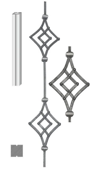 DOPREDAJ tyč 12 x12 950 mm, ornament nitovaný 680 x 180 mm - slide 0