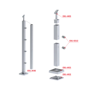 Nerezový stĺp, vrchné kotvenie, 4-radový priechodný - slide 2