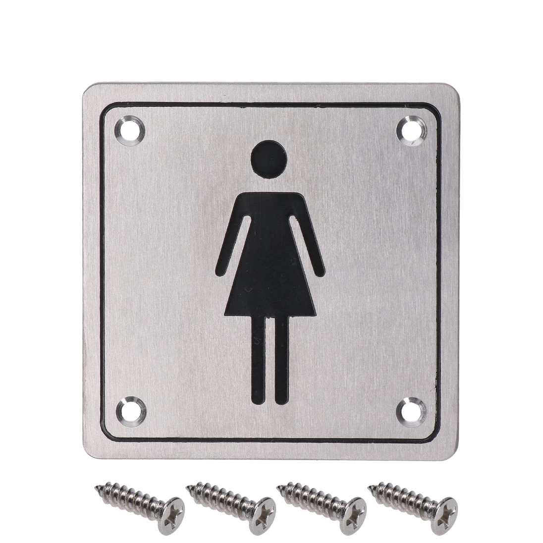 Piktogram `Dámy`, hranatý, brúsená nerez AISI 304