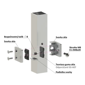 Svorka plochá, pro sklo 6–12,76 mm, broušená AISI 304 - slide 3