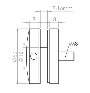 Svorka bodová na sklo 8 - 16 mm, plochá, leštená AISI 304 - slide 1