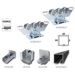 Samonos do 450 kg, profil 80 x 80 x 6000 mm, Fe