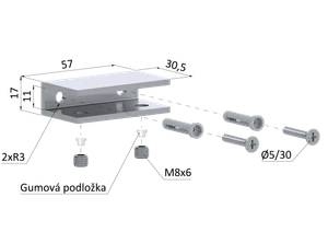 Držiak police pre sklo 8 - 10 mm, brúsená nerez AISI 304 - slide 2