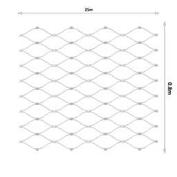 Lanková sieť, 0,8 x 25 m, oko 60 x 104 mm, ø 2 mm, AISI 316