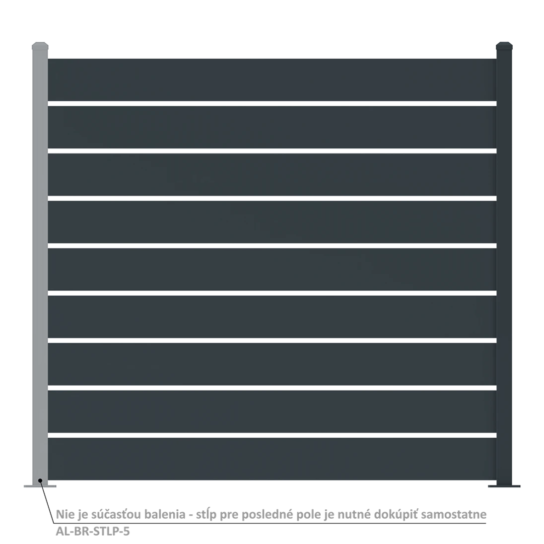 Plotové pole, hliníkové, šírkovo nastaviteľné, 2000 x 1757 mm