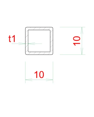 Profil 10 x 10 x 1 x 6000 mm, brúsená nerez AISI 304 - slide 1