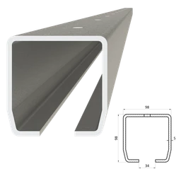 C profil MEDIO 98 x 98 x 5 x 2000 mm s otvormi, pozinkovaný