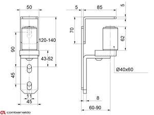 Horné vedenie brány, nylonové koliesko 40 x 60 mm - slide 1