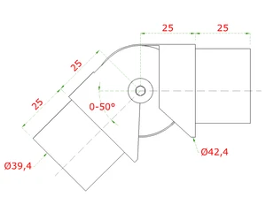 DOPREDAJ! prechod nastaviteľný ø 42,4 mm, narážací, AISI 304 - slide 1