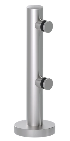 Nerezový stĺpik na sklo s dvomi svorkami AISI 304 - slide 0