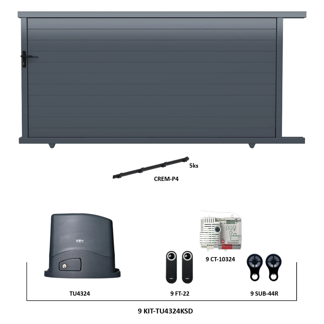 Posuvná hliníková brána 4000 x 1862 mm s pohonom TU4324KSD