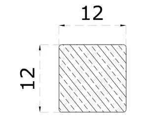 DOPRODEJ! Čtyřhran 12 x 12 x 3000 mm, bez úpravy AISI 304 - slide 1