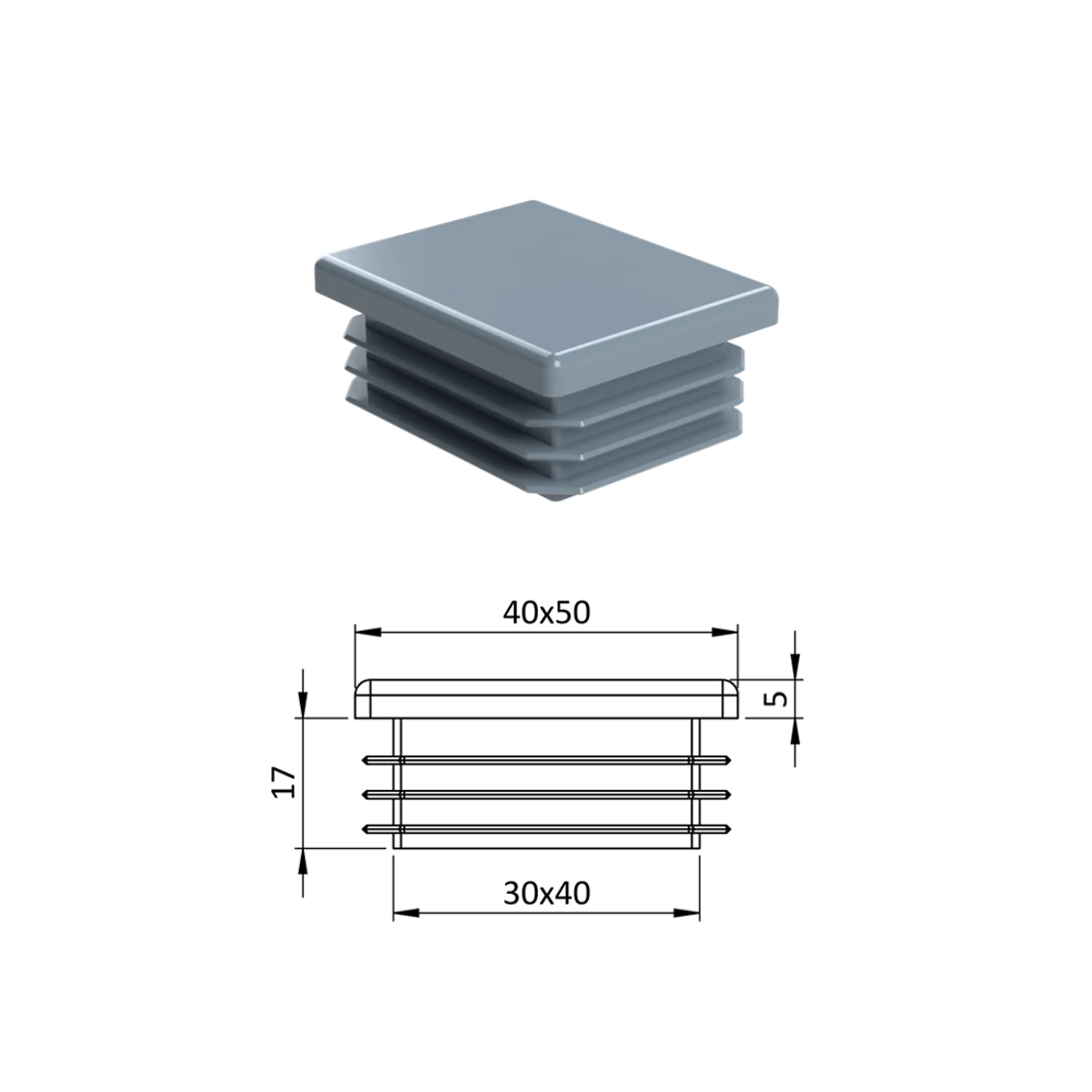 Krytka plastová 40 x 50 mm