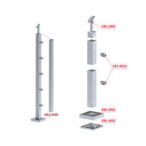 Nerezový stĺp, vrchné kotvenie, 5-radový priechodný - slide 2
