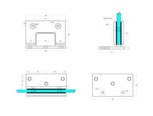 Závěs mezi stěnu a sklo, sklo 8 - 10 mm, broušená AISI 304 - slide 4