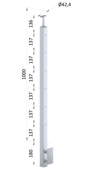 Nerezový sloup, boční kotvení, 6řadový M6, vnitřní - slide 0