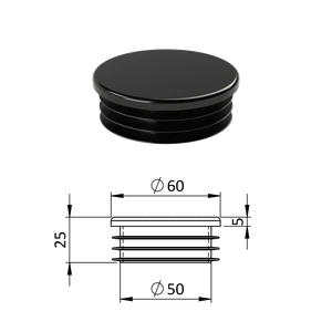 Vnitřní krytka kulatá ø 60 mm, plastová, černá - slide 0