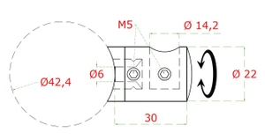 Držiak tyče ø 14 mm na trubku ø 42,4 mm, brúsená AISI 304 - slide 1