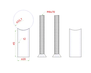 DOPREDAJ! Prechod medzi stĺpom ø 33,7 mm a platňou, L = 45 mm - slide 1