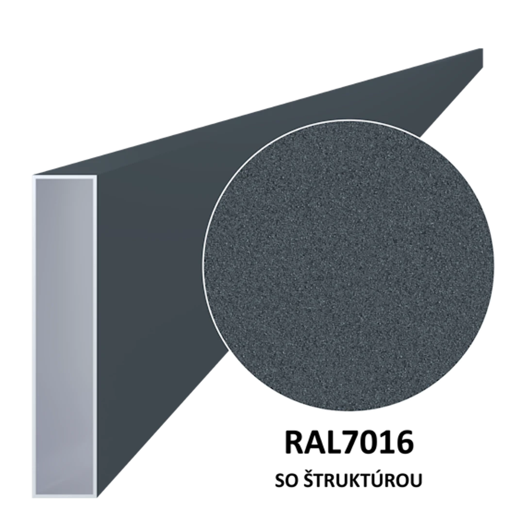 Hliníkový profil 80 x 20 x 1,2 x 6000 mm, štruktúra RAL 7016