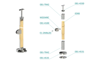 Dřevěný sloup, vrchní kotvení, výplň: sklo, levý - slide 1