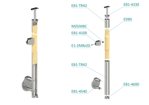 Dřevěný sloup, boční kotvení, výplň: sklo, levý - slide 1