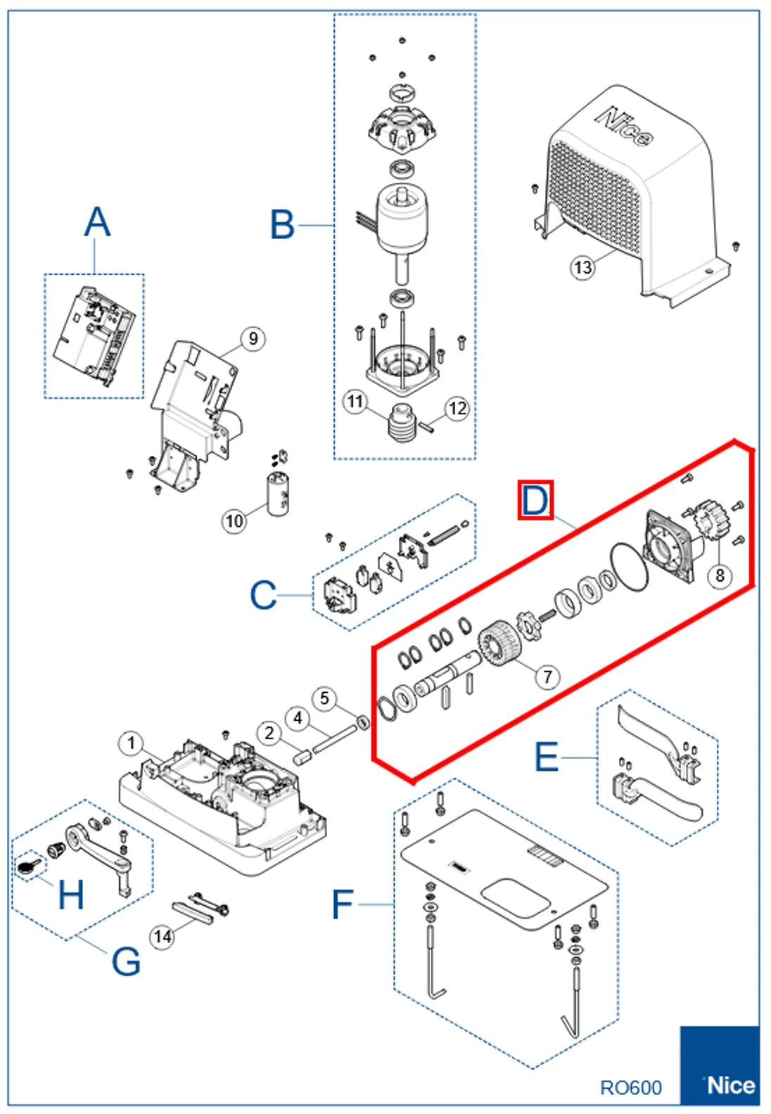 SPAMG603B00A Hlavný hriadeľ s kolesami RO600