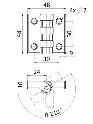 Záves plastový 48 x 48 x 30 mm, otvor ø 7 mm - slide 3