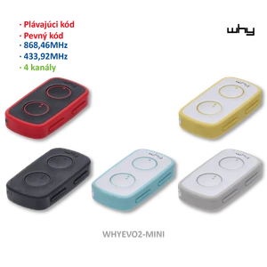 Vysílač Evo2 4kanálový, 433/868MHz, pevný/plovoucí kód - slide 0