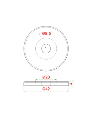 Platňa na bočné kotvenie stĺpu ø 42 mm, brúsená AISI 304 - slide 1