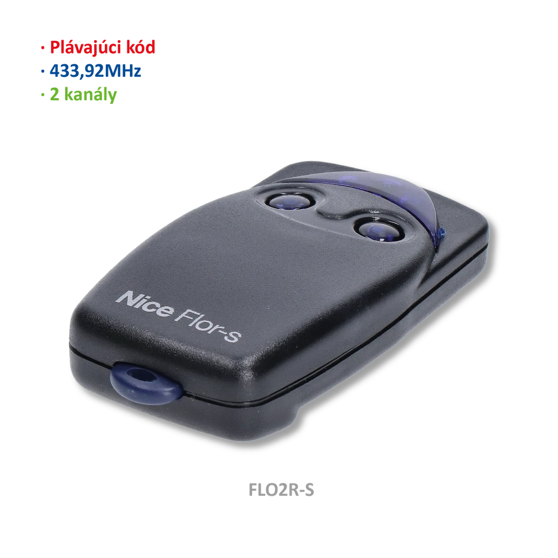 Vysielač 2-kanálový, 433 MHz, plávajúci kód, čierny