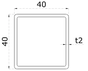 Profil 40 x 40 x 2 x 3000 mm, brúsená nerez AISI 304 - slide 1