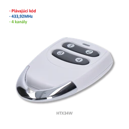 Vysielač 4-kanálový, 433 MHz, plávajúci kód, biely