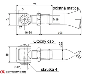 Záves M16 na chemickú kotvu, 90°, 1D s kontramaticou - slide 1
