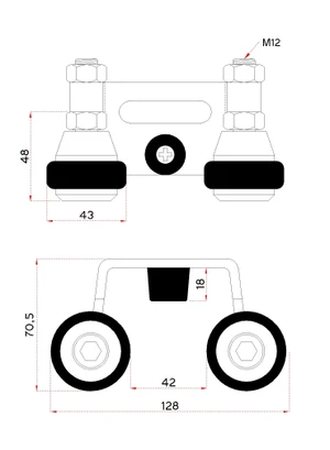 Horní doraz s gumovými kladkami pro profil 40mm - slide 1