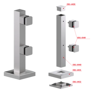 Nerezový stĺpik na sklo s dvomi svorkami ø 40 mm - slide 2