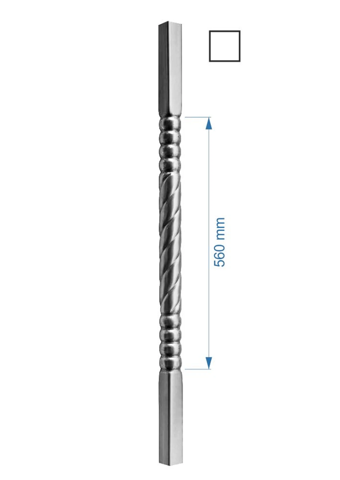 Tyč-rúrková 1000 mm so štvorcovou zakladňou 25 x 25 mm