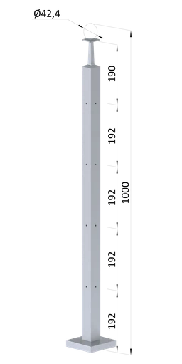 Nerezový sloup, vrchní kotvení, 4řadový rohový M6