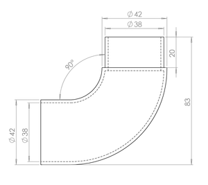 Spojka oblúková 90°, na trubku ø 42,4 mm, AISI 304 - slide 1