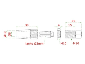 Úchyt pre lanko ø 3 mm, závit M5, brúsená nerez AISI 304 - slide 1