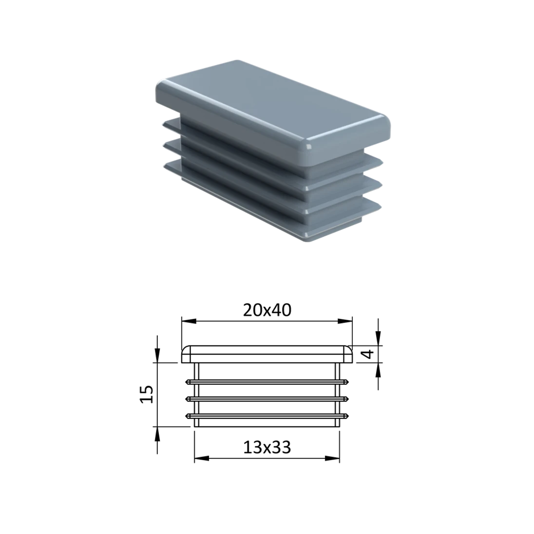 Krytka plastová 20 x 40 mm