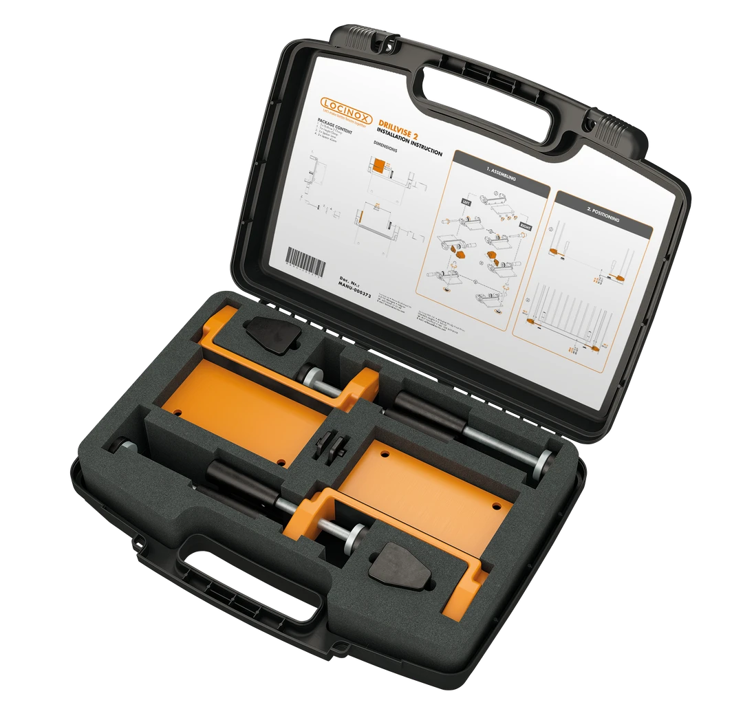 LOCINOX® DRILLVISE-2 Sada zesílených ocelových svěrek s polohovací výškovou podpěrou, 2 KS v balení