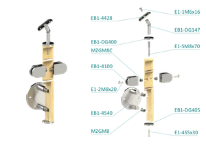Drevený stĺp, bočné kotvenie, výplň: sklo, priechodný - slide 2